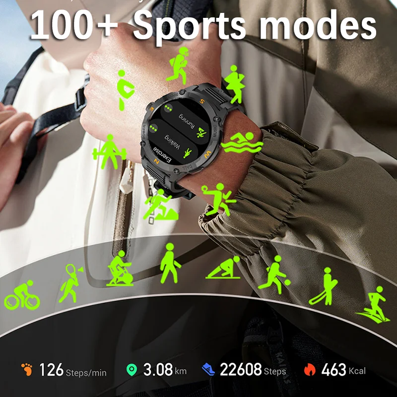 2025 neue Smartwatch für Herren, GPS, 1,43 Zoll HD-AMOLED-Bildschirm, zeigt immer Zeit, Herzfrequenz, wasserdicht, Outdoor-Sport, BT-Anruf, Smartwatch