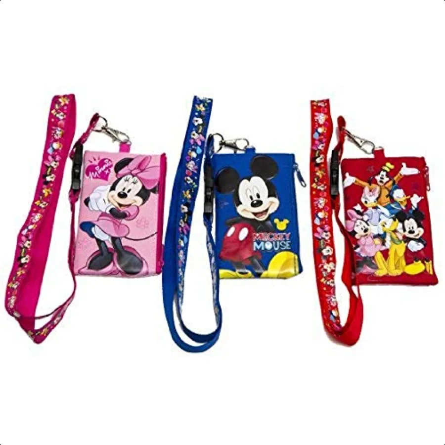 

3 X Minnie Friends Lanyard with ID Badge Holder Wallet Coin Purse Ticket Key Chain