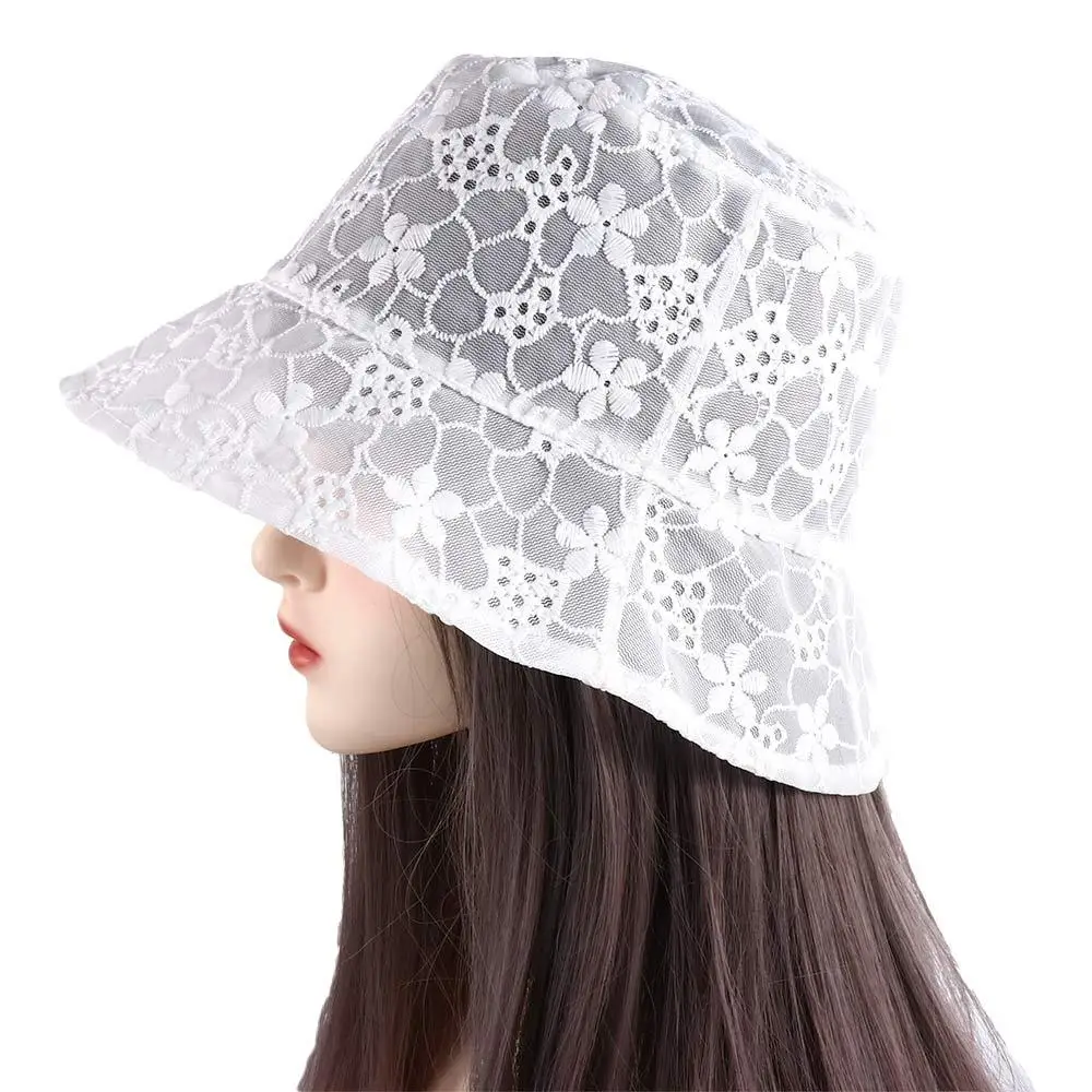 Korean Thin Simple Basin Pure Color Caps For Women Sun Protection Summer Hat Flower Female Hats Lace Bucket Hat Sun Cap Sun Hat