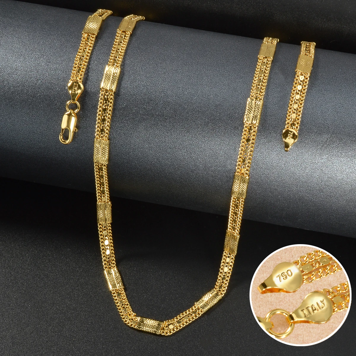 Sunny Fashion Italien 750 18 Karat vergoldete geometrische Halskette für Männer und Frauen Hip Hop Rock Schmuck Accessoires Geschenk – Detail 3