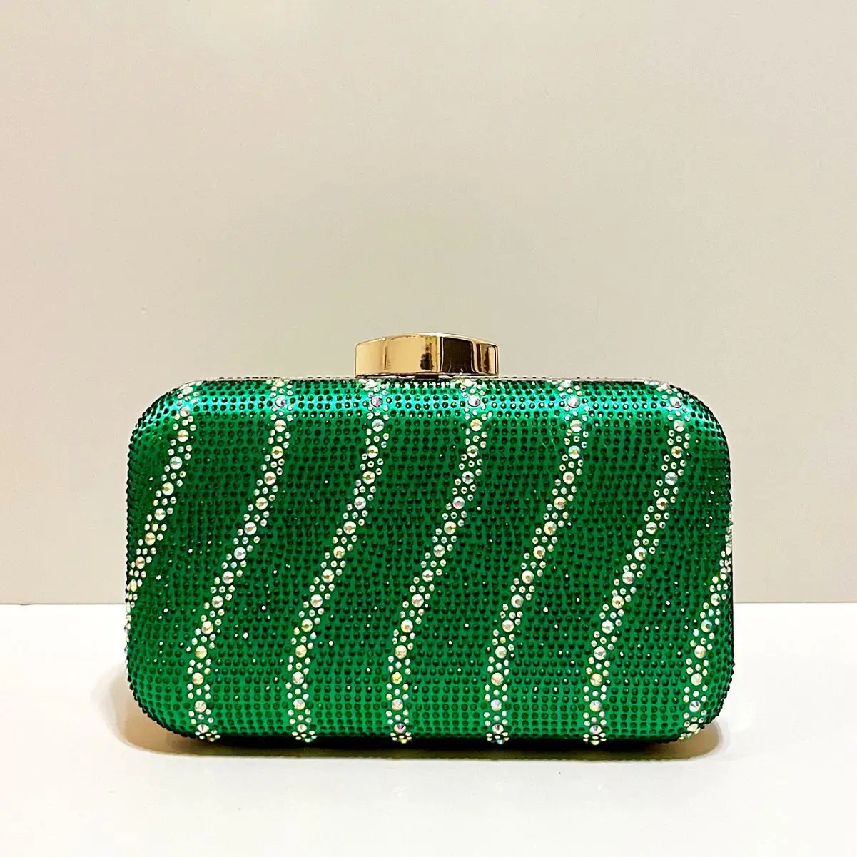 

Fashion Hot Diamond Dinner Bag Striped Contrasting Color Rhinestone Evening Bag Banquet Party Hard Box Bolsos De Mujer Tendencia