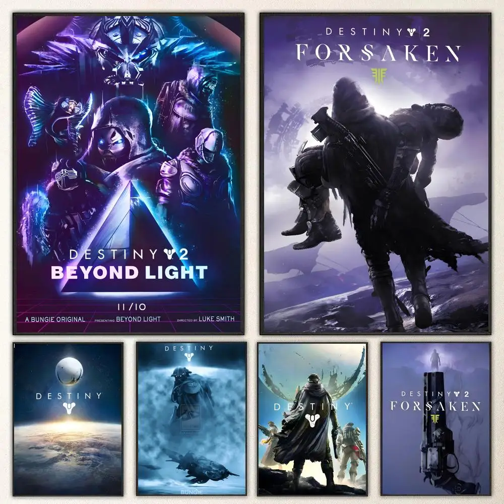 Affiche autocollante en papier imperméable pour jeu D-Destiny 2, décoration murale pour café, Bar, salle