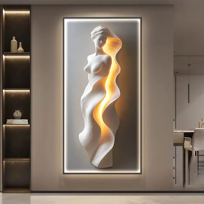 لوحة تزيين باب المدخل الفاخرة ذات الإضاءة الحديثة، ممر تجريدي بسيط معلق، مصباح جداري، أضواء LED #3