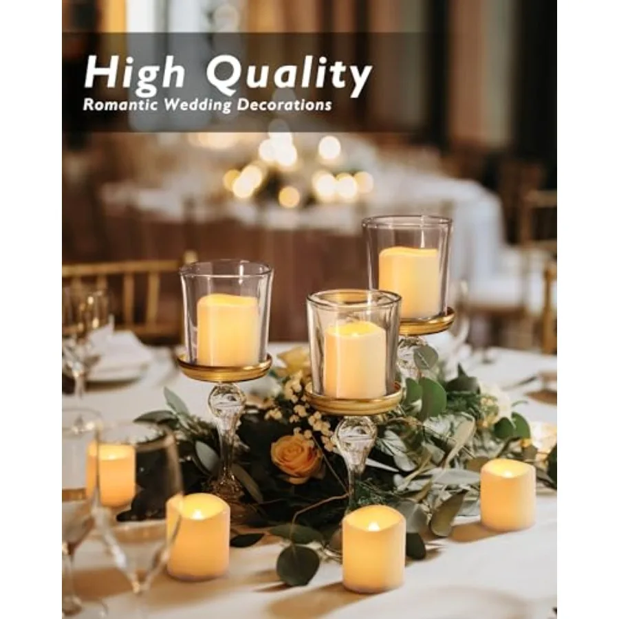 Flickering Flameless Votive Candles, 200+Hour Electric Fake Candles, Battery Operated LED Tealight for Wedding, Outdoor, Table,