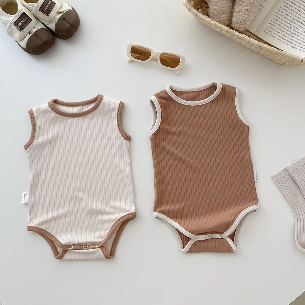 MILANCEL Summmer Baby Boys Bodysuit Sleevless One Piece O Neck Girls One Piece Breathable Outfit