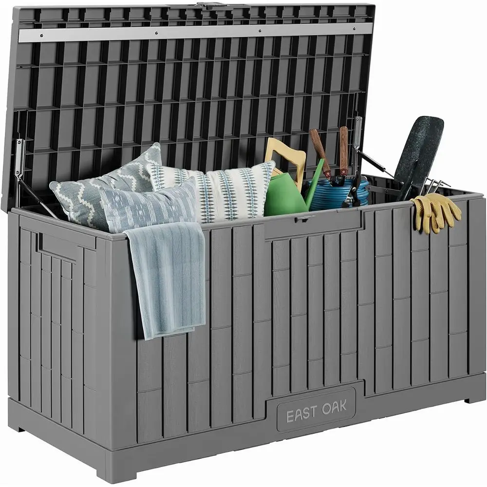 Outdoor Storage Box, 100 Gallon Deck Box, Waterproo Resin Storage Bench or Patio Cushions, Gardening Tools, Pool Toys, Lockable,