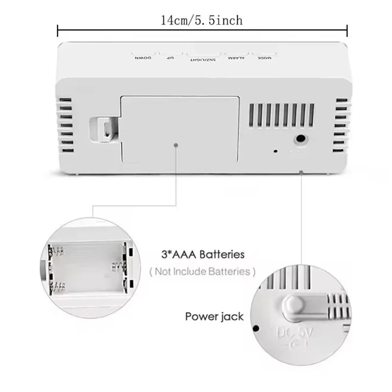 Mirror LED Digital Alarm Clock with Temperature Display and Smart Night Light for Bedroom, Makeup Vanity and Office Use