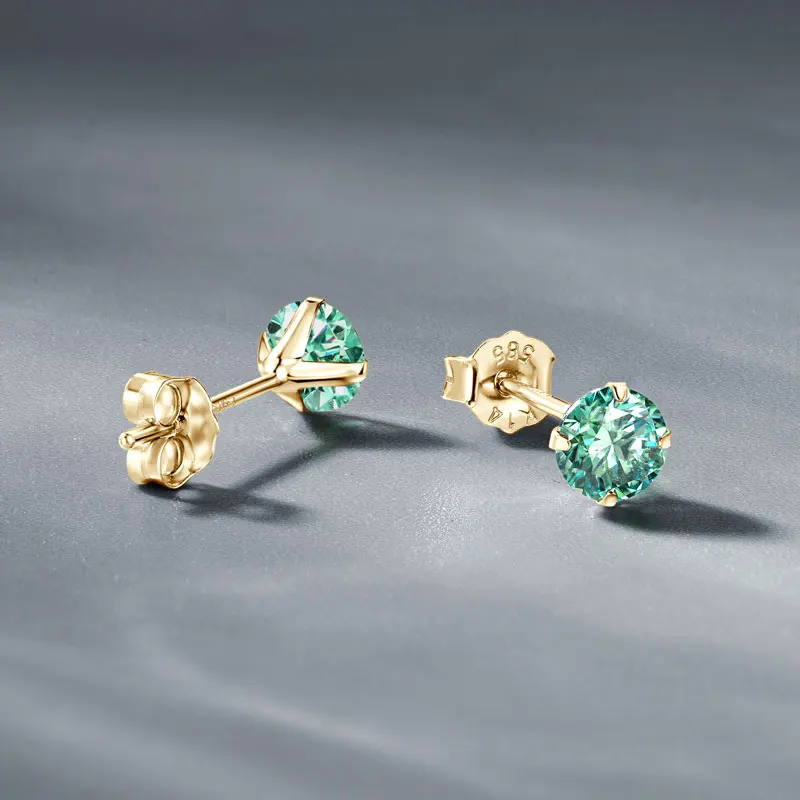 

Серьги-гвоздики IOGOU из настоящего золота 14 карат с муассанитом 3 мм/4 мм/5 мм/6 мм/6,5 мм для женщин и мужчин, классические ювелирные изделия, зеленый Lab Daimond GRA