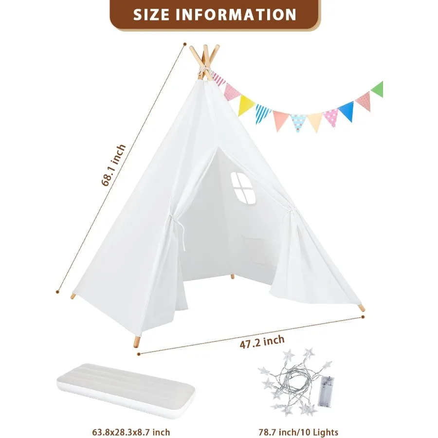 2-pack tipi tent voor met opblaasbaar luchtbed licht binnen peuter sleeptenten kamertenten voor slaapfeest buiten spelen te