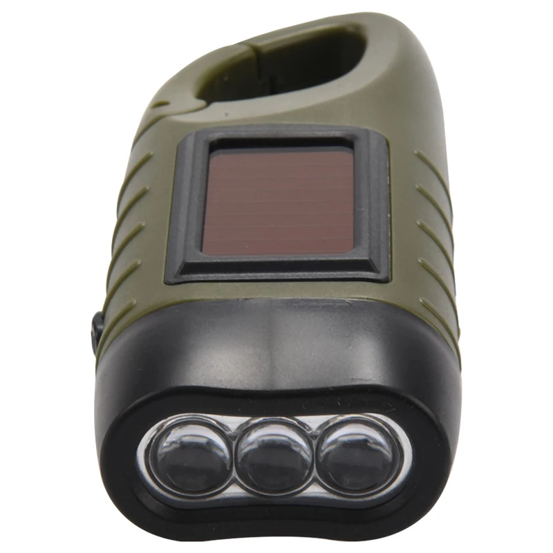 Mini Emergency Hand Crank Dynamo Solar Flashlight Rechargeable LED Light Lamp Charging Powerful Torch For Outdoor Camping