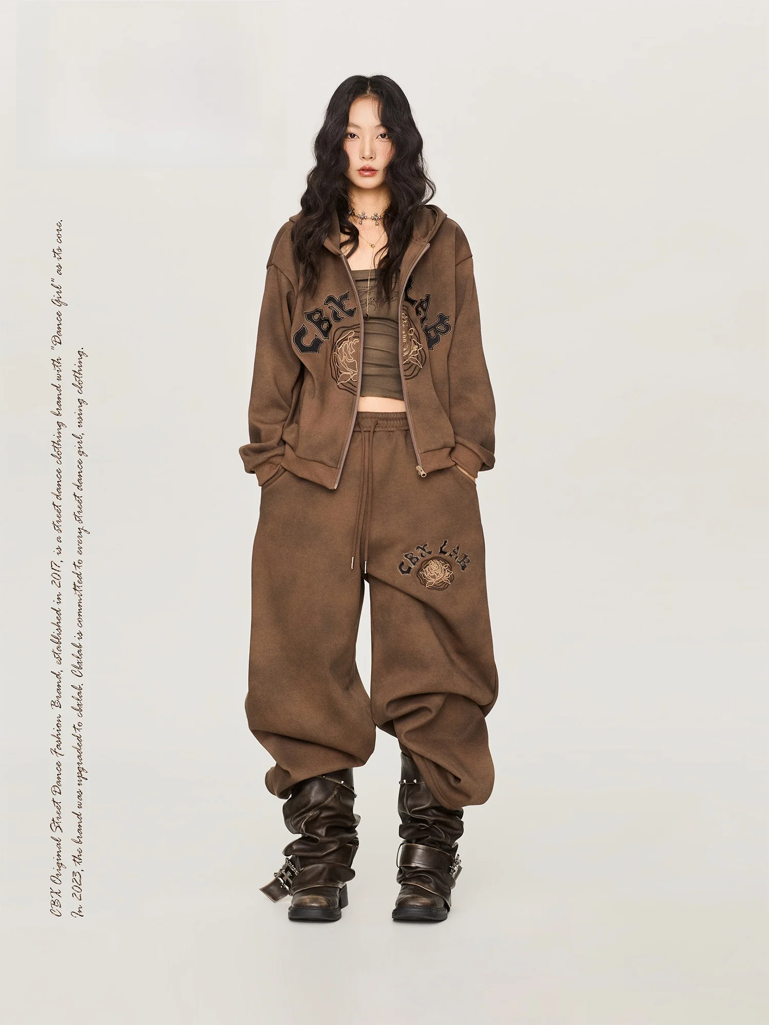 

CBXLAB American Sle Worn-Out Street Dance Set Heavy Workwear Oversize Jaet And Long Pants Cotton Warm Casual Sportswear