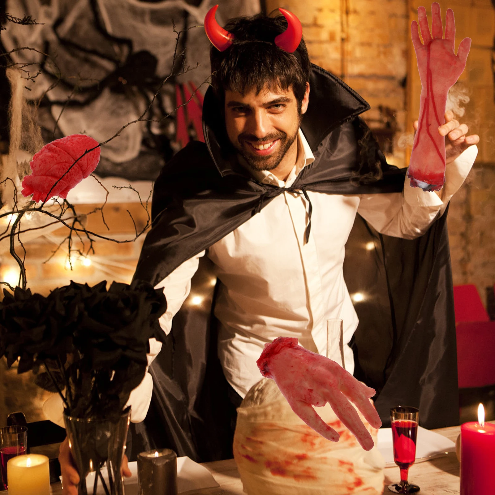 

6Pcs Creative Scary Body Part Props Portable Haunted House Decoration Supplies Haunted Body Part Prop Creative Prop