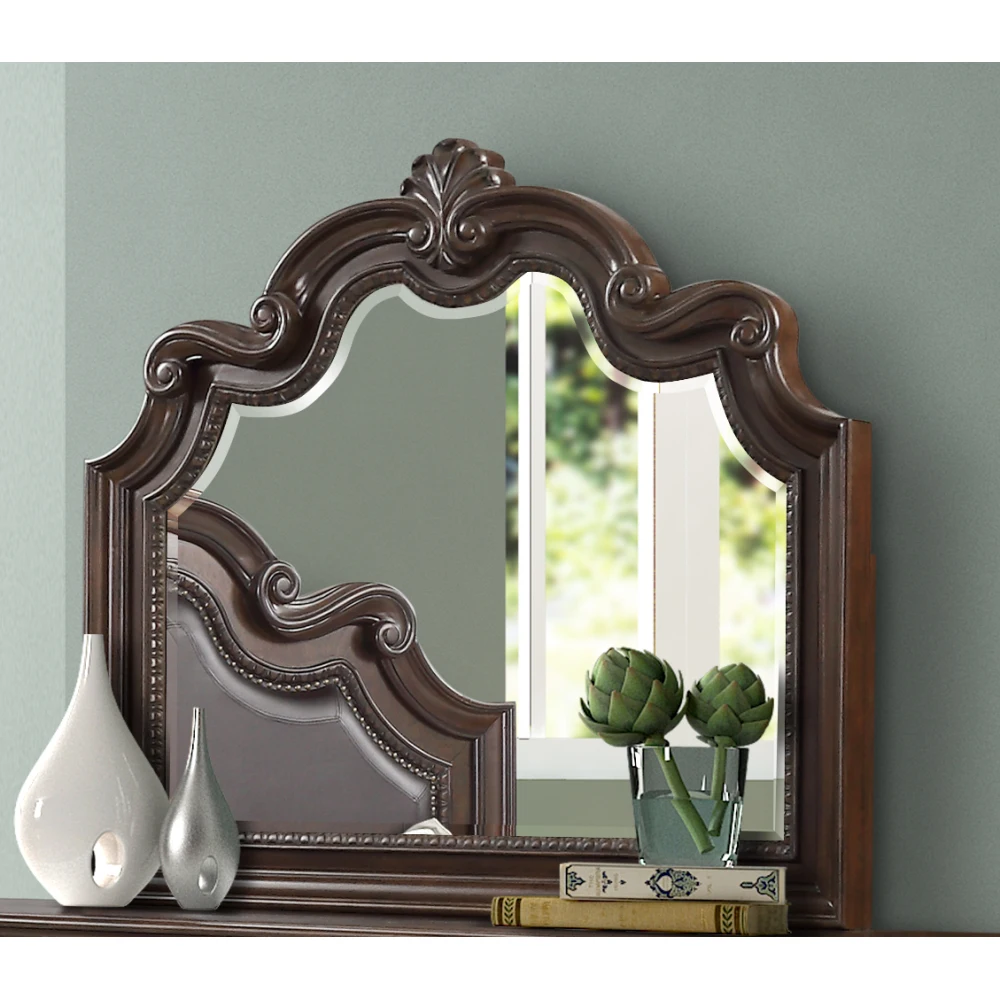 Mohogany Ornate Mirror Mirror Mundip with Sandblasting Borders Square