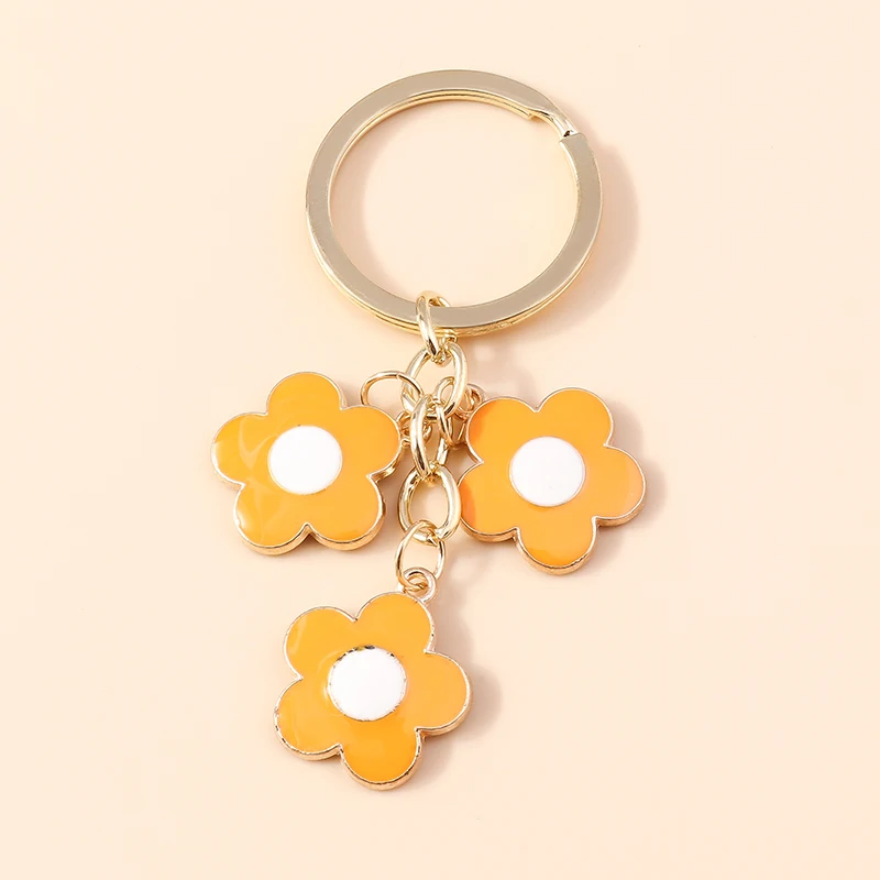 Aihua Nette Emaille Gänseblümchen Blume Schlüsselbund Für Frauen DIY Handtasche Anhänger Auto Schlüssel Ring Halter Souvenir Geschenke Schmuckstück – Detail 9
