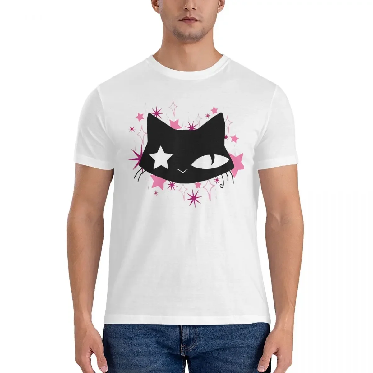 Camiseta vintage de cuello redondo para hombre, de algodón camisa de manga, diseño de Emily The Strange, diseño de estrella, ideal para regalo, Verano