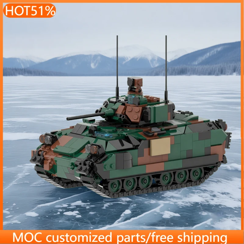 

878 деталей, модель военного танка M2A3 Bradley, модульный конструктор MOC, креативный дизайн, простой DIY-набор, игрушка для мальчиков, рождественский подарок