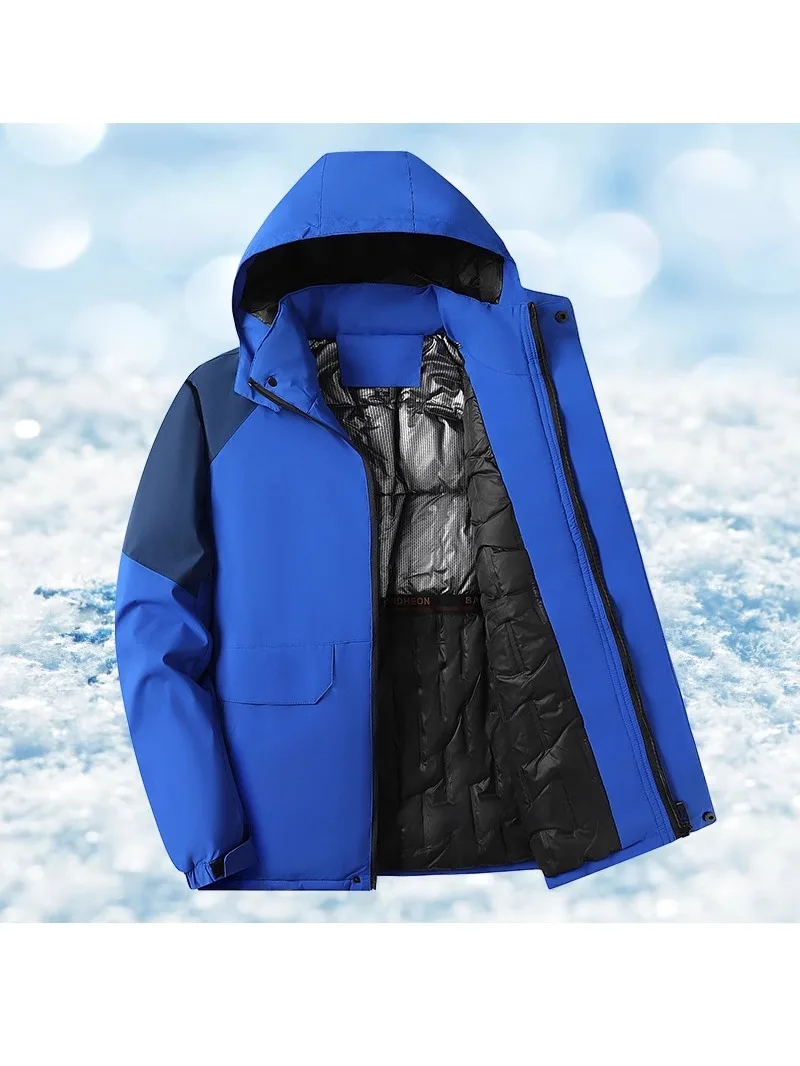 

Мужская утепленная пуховая куртка-пуховик для зимы, теплая, для путешествий, из полиэфирного волокна, большого размера, на молнии