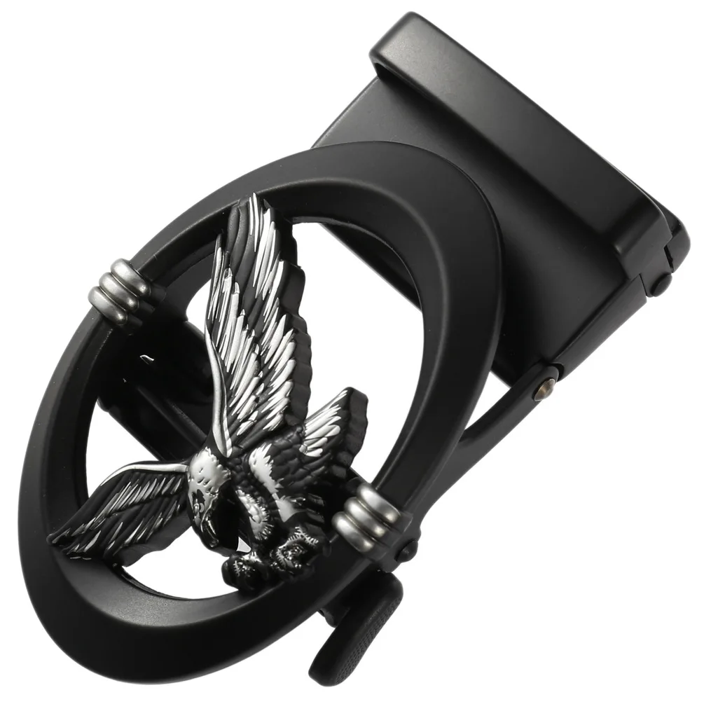 Black Oval Eagle Pattern Belt Buckle Men's Alloy Fashion Automatic Buckle Classic Leisure Business Belt Accessories 3.5cm