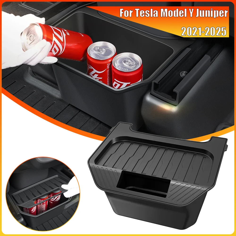 

Rear Seat TPE Storage Box For Tesla Model Y Juniper 2021-2025 Under Air Vent Storage Case Trash Can Organizer Car Accessories