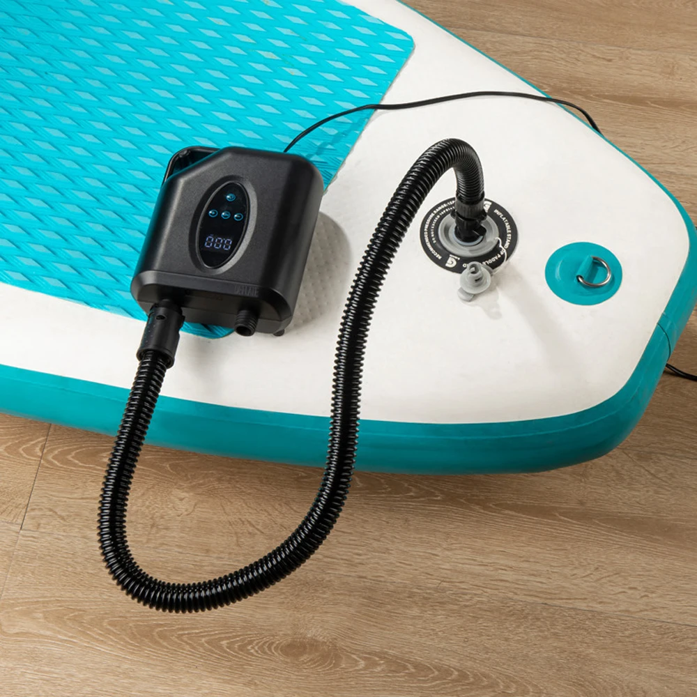 Portable Paddle Board Pump 20PSI High Pressure Electric Air Compressor Pump Inflation & Deflation Pump with 6 Nozzles for Boats