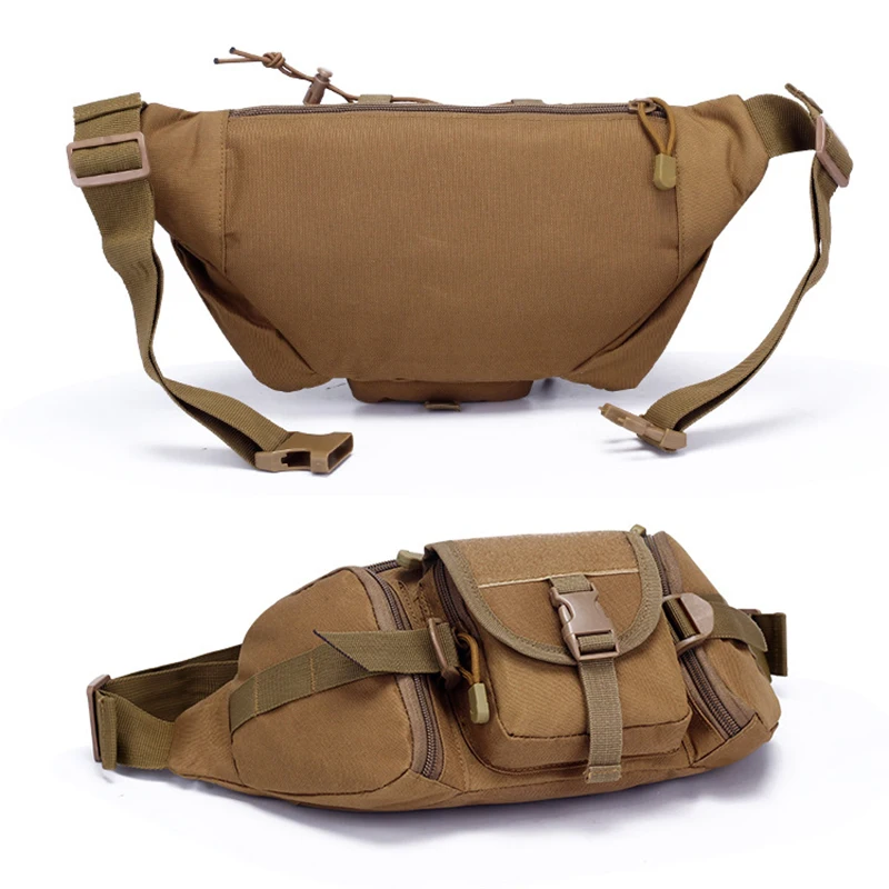 Tactical Fanny Pack  Waist Bag Pack with Patch Utility Hip Belt Bumbag for Outdoor Fishing Hiking 4 Zipper Pockets