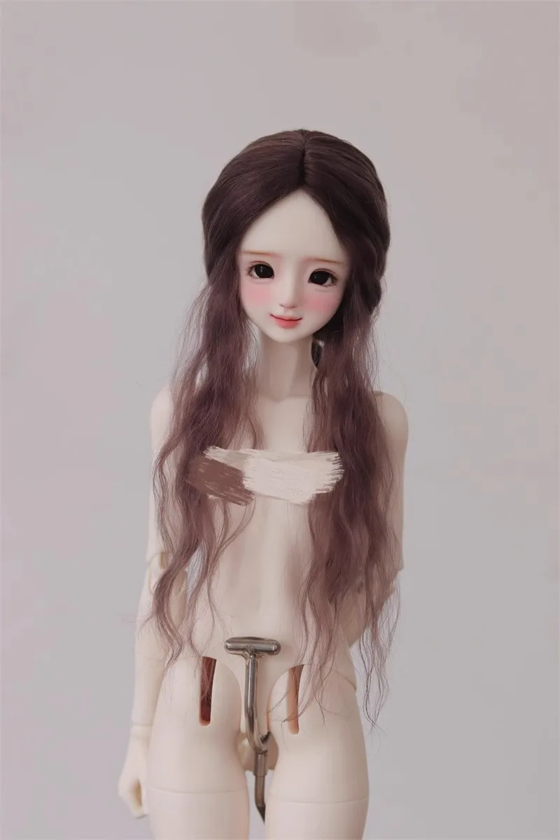 BJD 人形かつらブランク成形可能なおもちゃソフトモヘアシルクロングカーリーウェーブヘア 1/3 1/4 美しい女の子紫赤ギフト人形アクセサリー