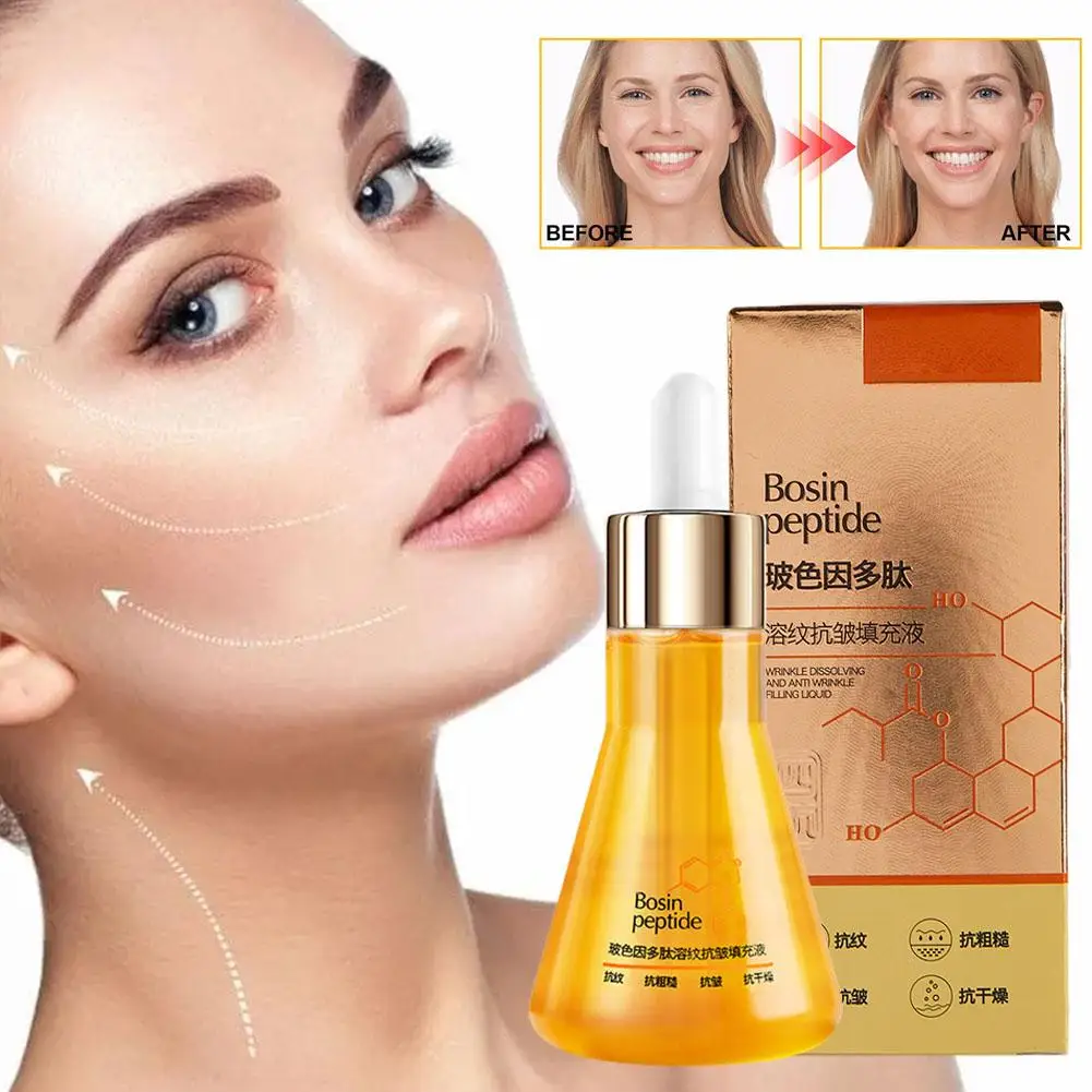 Bosin-Peptide Reversão Soro, Peptide Palmitoyl, Estimular e Enchimento Líquido, Dissolução, Rugas e Óleo de Colágeno, 50ml