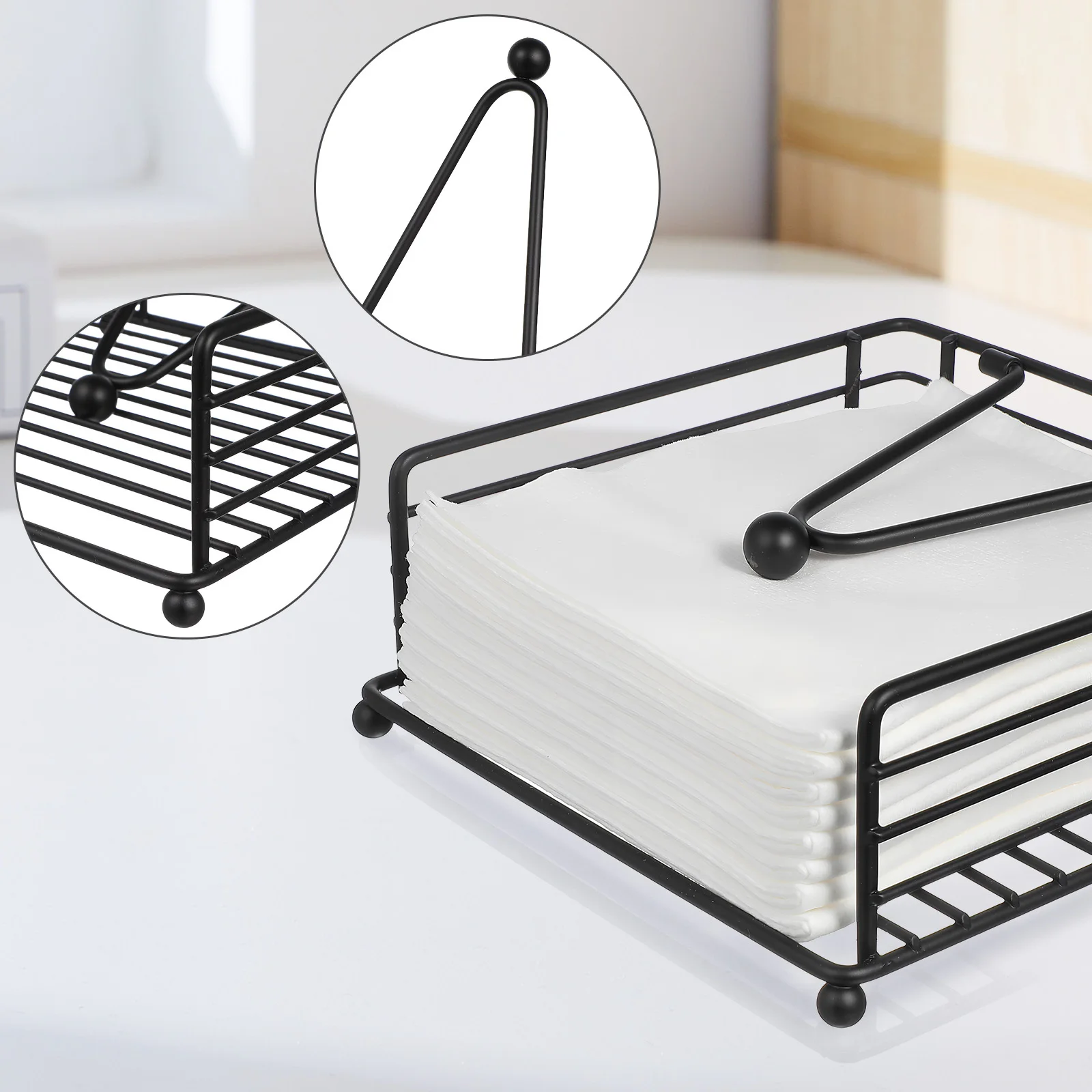 

Metal Square Napkin Holder Iron Flat Napkin Dispenser Large Capacity for Kitchen Table Bathroom Dining Room Kitchen Decor