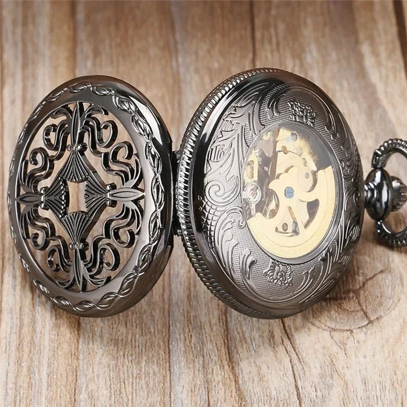 Antique Hollow Out Chinese Knot Mens Womens Auto Mechanical Pocket Watches Roman Numeral Dial Pendant Chain Relgio de bolso