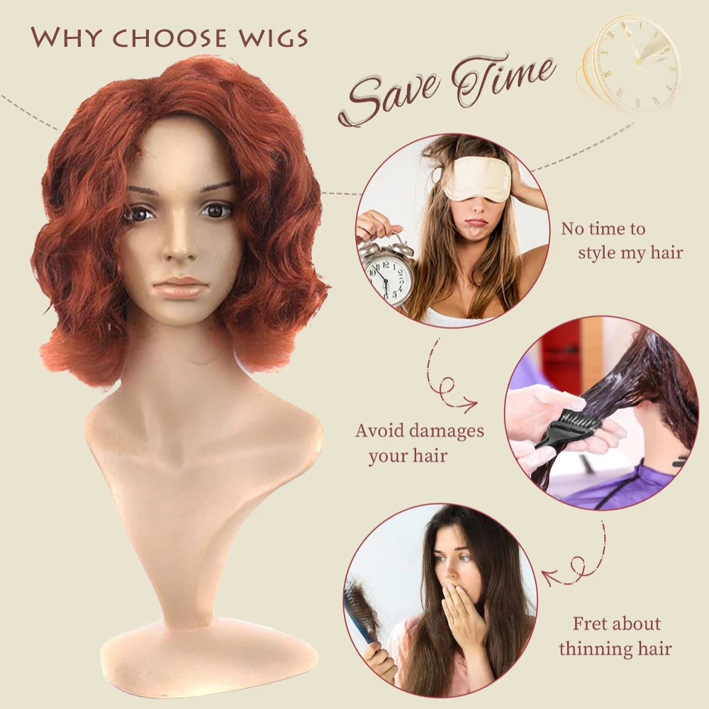 Peluca de pelo rizado corto sintético para mujer, estilo viuda negra, 15 pulgadas, color Burdeos, Natural, resistente al calor, adecuada para fiesta diaria