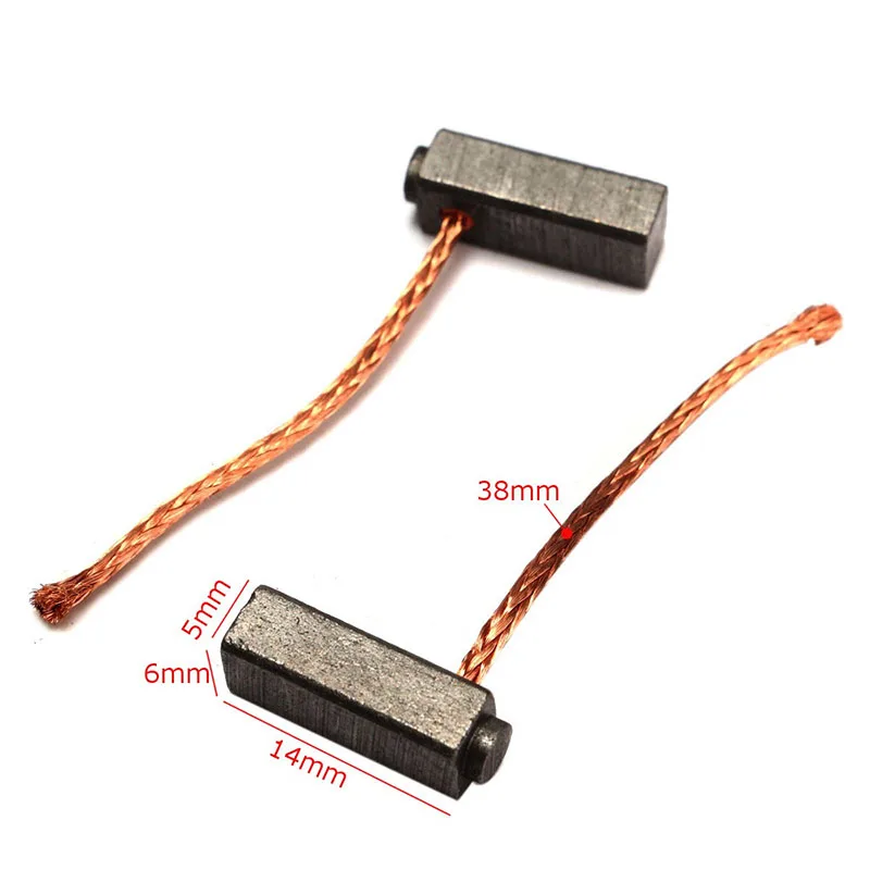 10Pcs/Set 5x6x14mm Carbon Brushes Wire Leads Generator Motor Brush For Generic Electric Motor Replacement Graphite Copper Spare