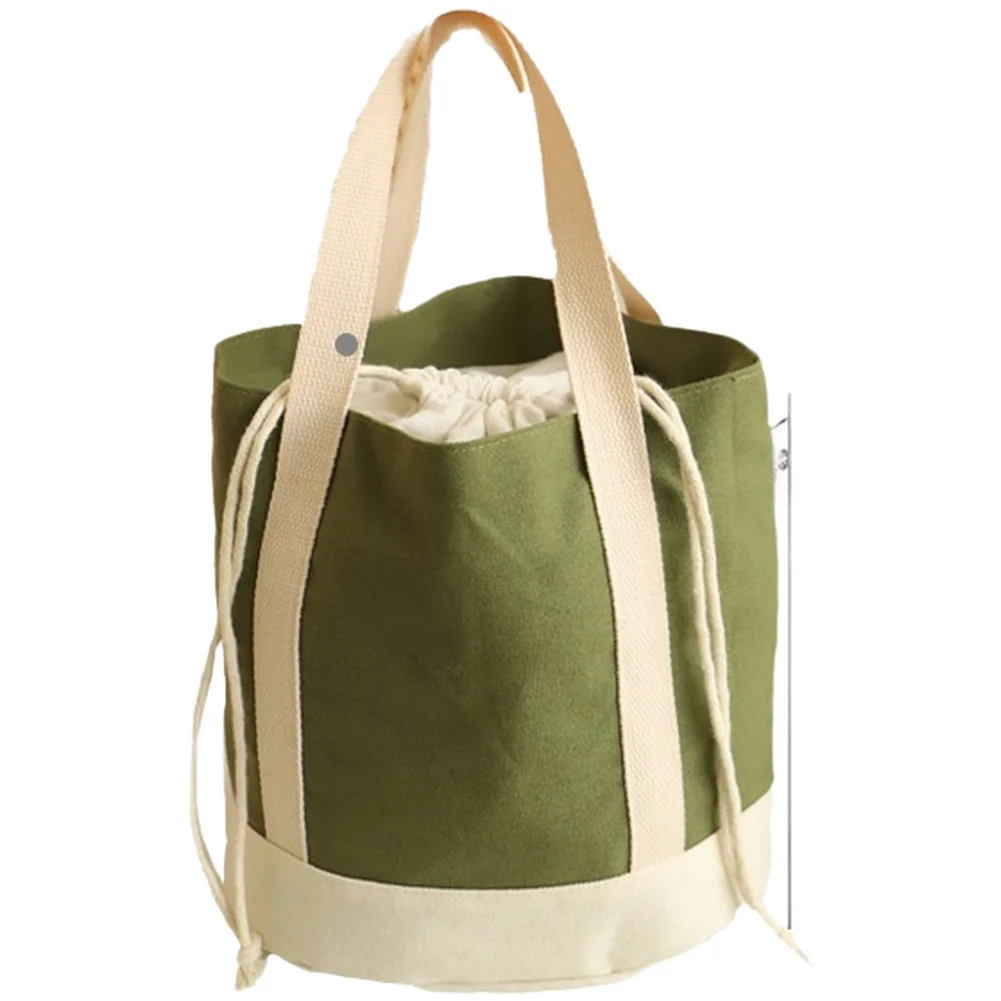 Japanese Style Canvas Lunch Bag Silver Coated Insulation Layer Drawstring for top Thickened Material 23x17x23cm Size