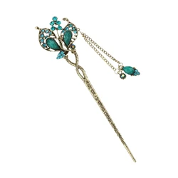 Hairpin Alloy Tassel Pendant Hair Stick Rhinestone Vintage Hair Pin Woman Head Accessory Decoration