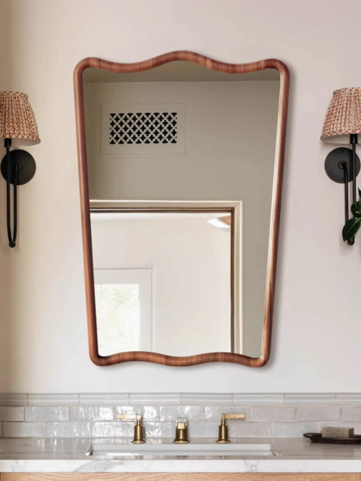 Modern Chinese Style Retro Home Furnishing Bathroom Wall-mounted Mirror Unique Alien Design High Definition Dressing Mirror