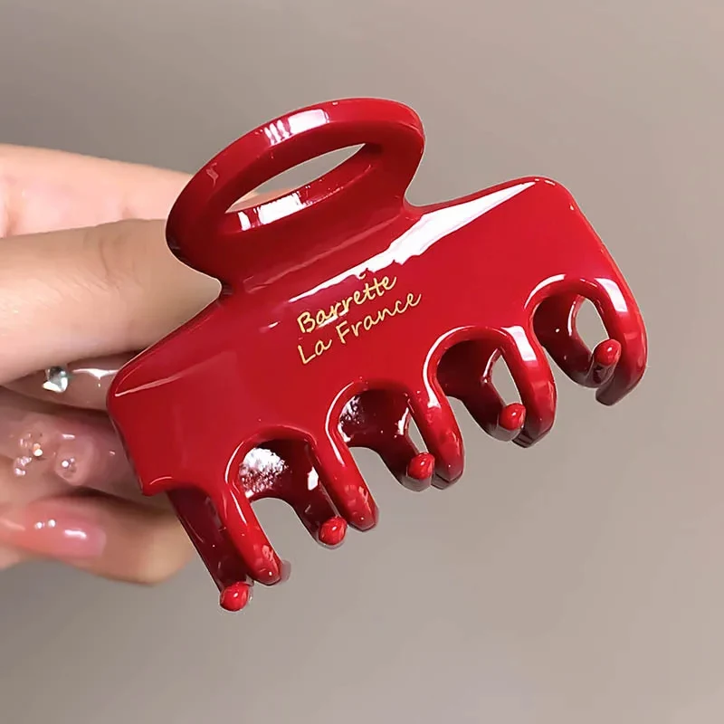 Red Acetate Hair Crabs 5.5cm Long Hair Clips for Girls And Women Korean Fashion Tie up Hair Accessories view 5