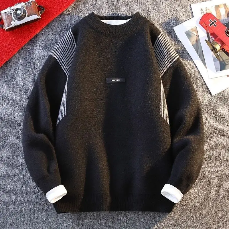 Trendy Knit Sweater Male Round Collar Graphic Pullovers Crewneck 2025 Men's Clothing T Shirt Cigaret Aesthetic Meme Knitwears