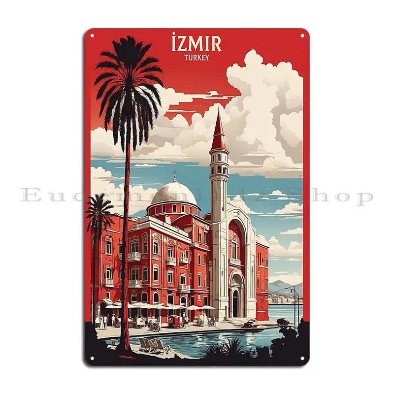 إزمير-تركيا ملصق السفر خمر ، لافتات معدنية ، تصميم الحزب ، تصميم علامة القصدير حانة #2