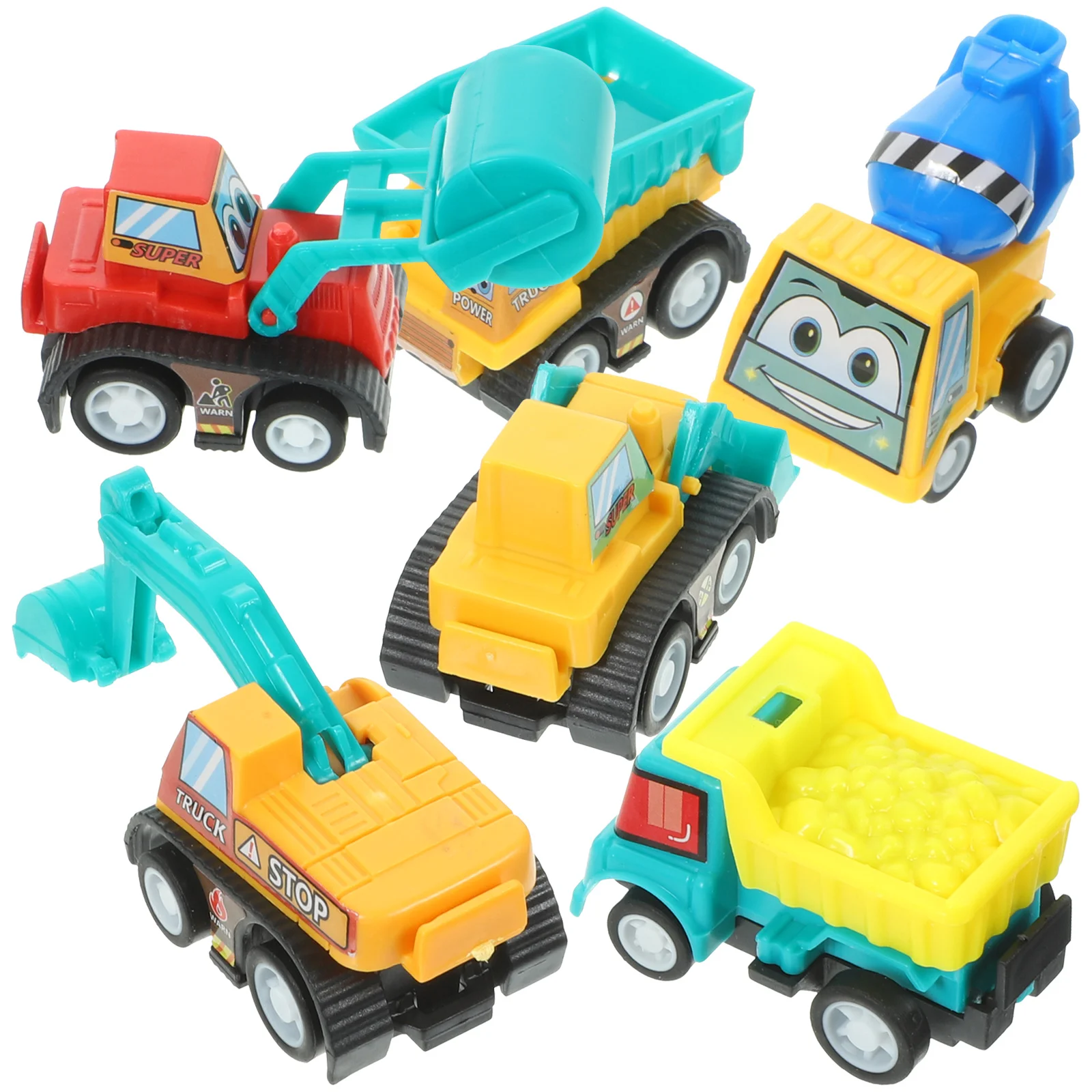 6 Pcs Children's Cartoon Mini Inertia Pull-back Set Toy Bag Gift Creative Toys (engineering Vehicle Pieces) Boys Small