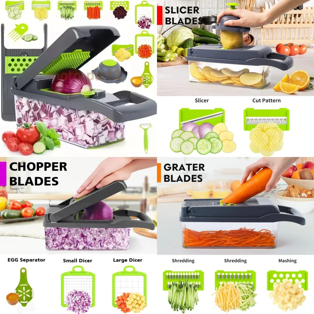 

Fruit & Vegetable Tools14 in 1 vegetable chopper cutter multifunctional food dicer slicer for onion fruits veggies kitchen prep