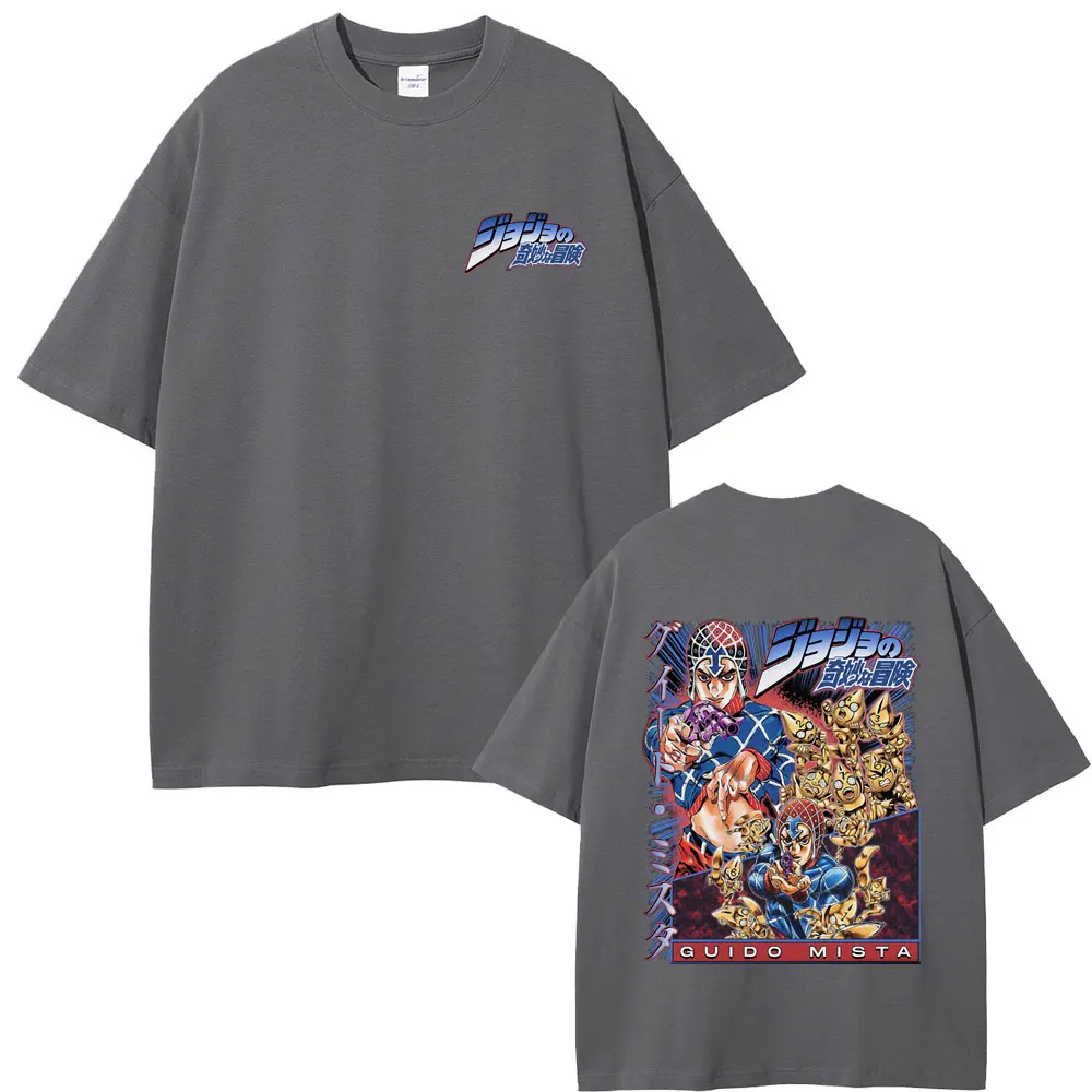 Anime JoJo Bizarre Adventure Guido Mista Graphic T-shirt Men Women Casual Cotton Short Sleeve T Shirts Manga Vintage Tee Shirt