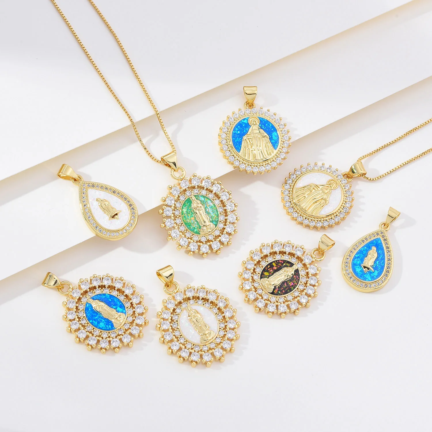 

5pcs European and American Opal White Shell Virgin Mary Pendant Accessorie DIY Pearl Necklace Jewelry Making Materials Wholesale