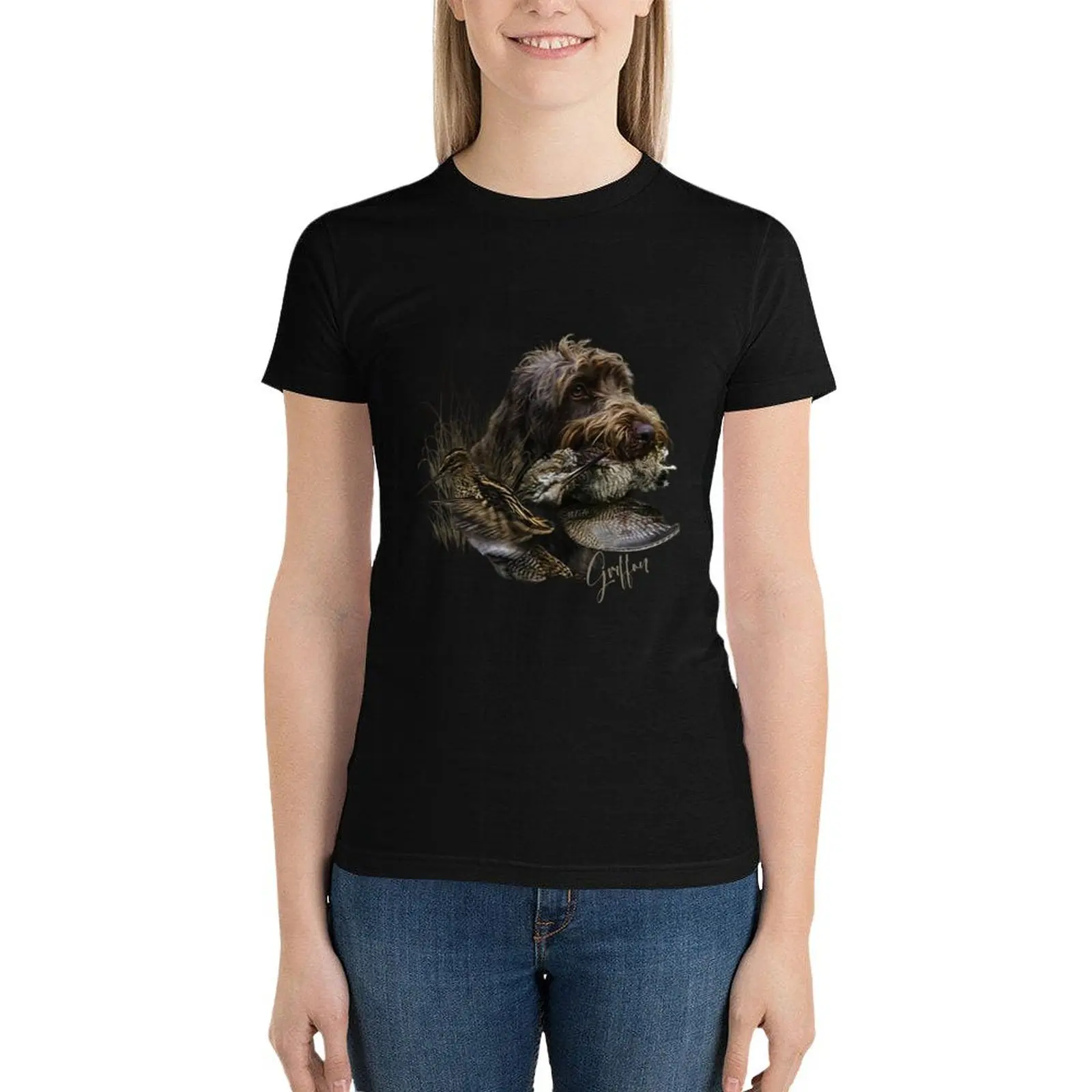 Wirehaired Pointing Griffon , Woodcock hunting T-Shirt cute tops summer top cute clothes Women t-shirts