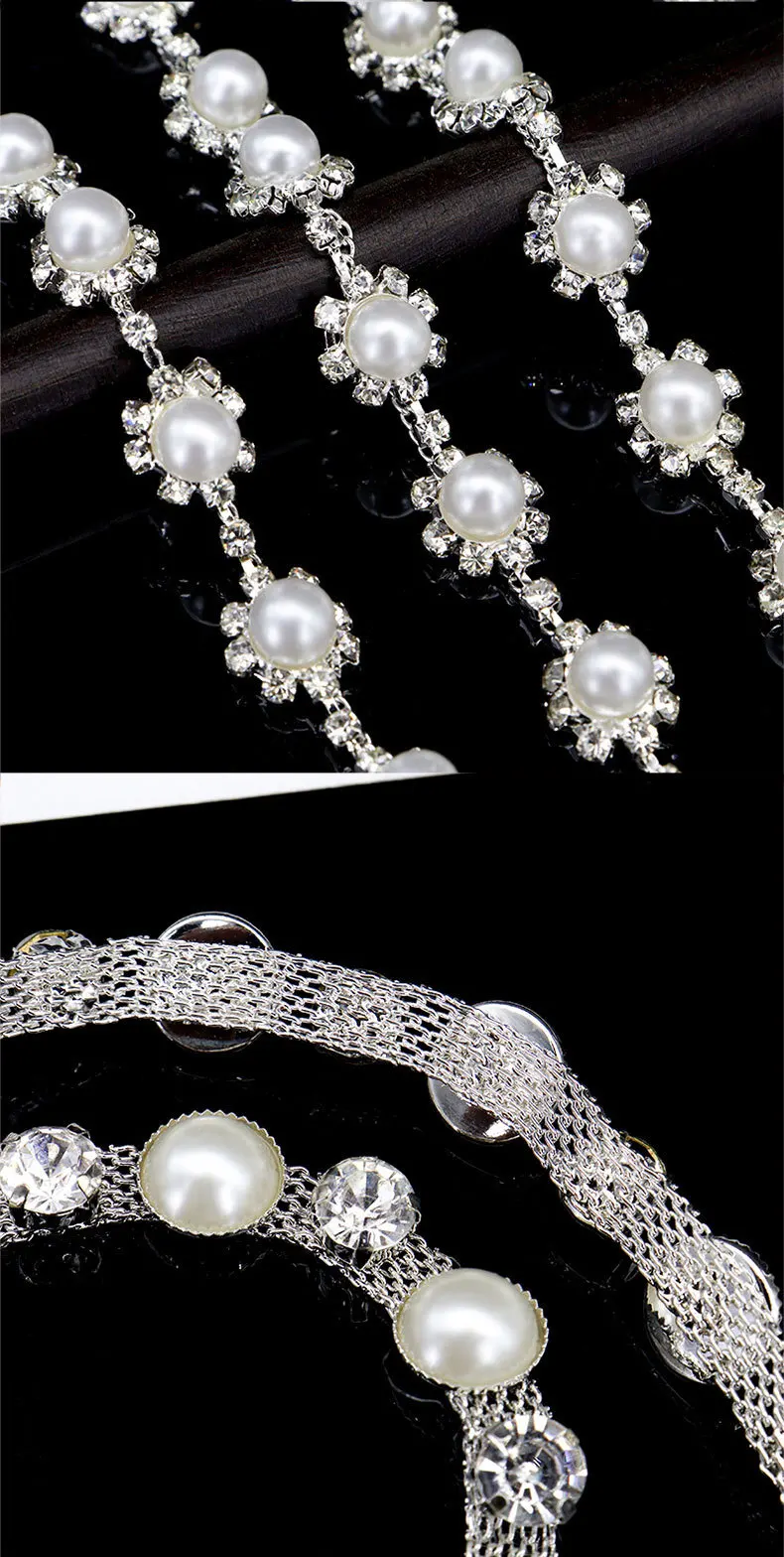 10 Yards Strass-Kette Perlen-Diamant-Ketten Bekleidungszubehör DIY Strass-Band Hochzeits-Party-Geschenk-Dekoration – Detail 4