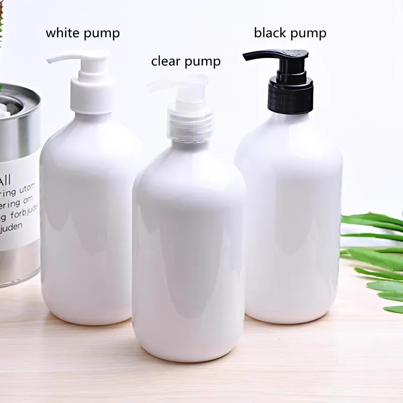 5/20pcs 500ml Plastic Lotion Bottle Empty White Bottle For Hydrosol/Shampoo/Shower Gel Pump Bottle Empty Cosmetic Container