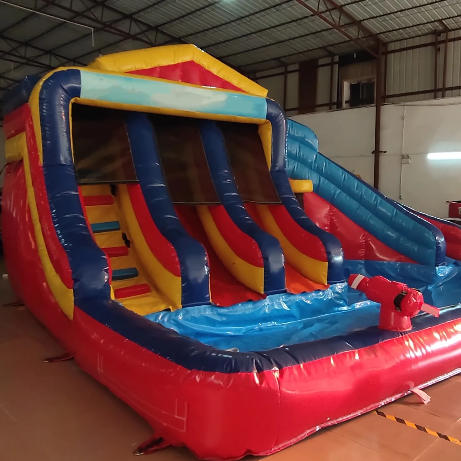 Commercial Outdoor Water Park Inflatable Large Water Slide Inflatable Slide With Pool