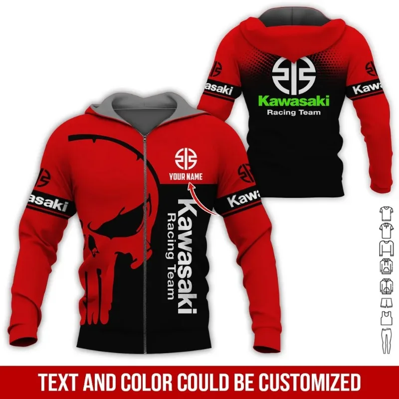 AliExpress Kawasaki Men's Hooded Zipper Sweatshirt for Cycling, Warm and Thick Hooded Sweatshirt with High Quality and High Return Rate