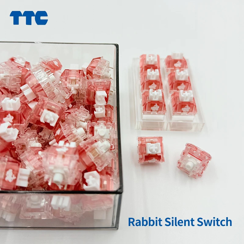 

Бесшумный переключатель TTC Rabbit, версия RGB, прозрачный, розовый, 5 контактов, 42 г, механические переключатели клавиатуры на заказ, быстрая скорость, тонкая смазка