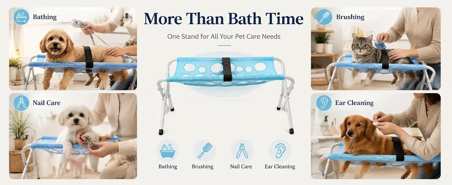 Zusammenklappbarer Halt für das Baden von Haustieren, zum Schneiden der Krallen, kratzfeste und bissfeste Hängematte für die Fellpflege, Hängematte zum Baden von Katzen und Hunden. – Detail 3