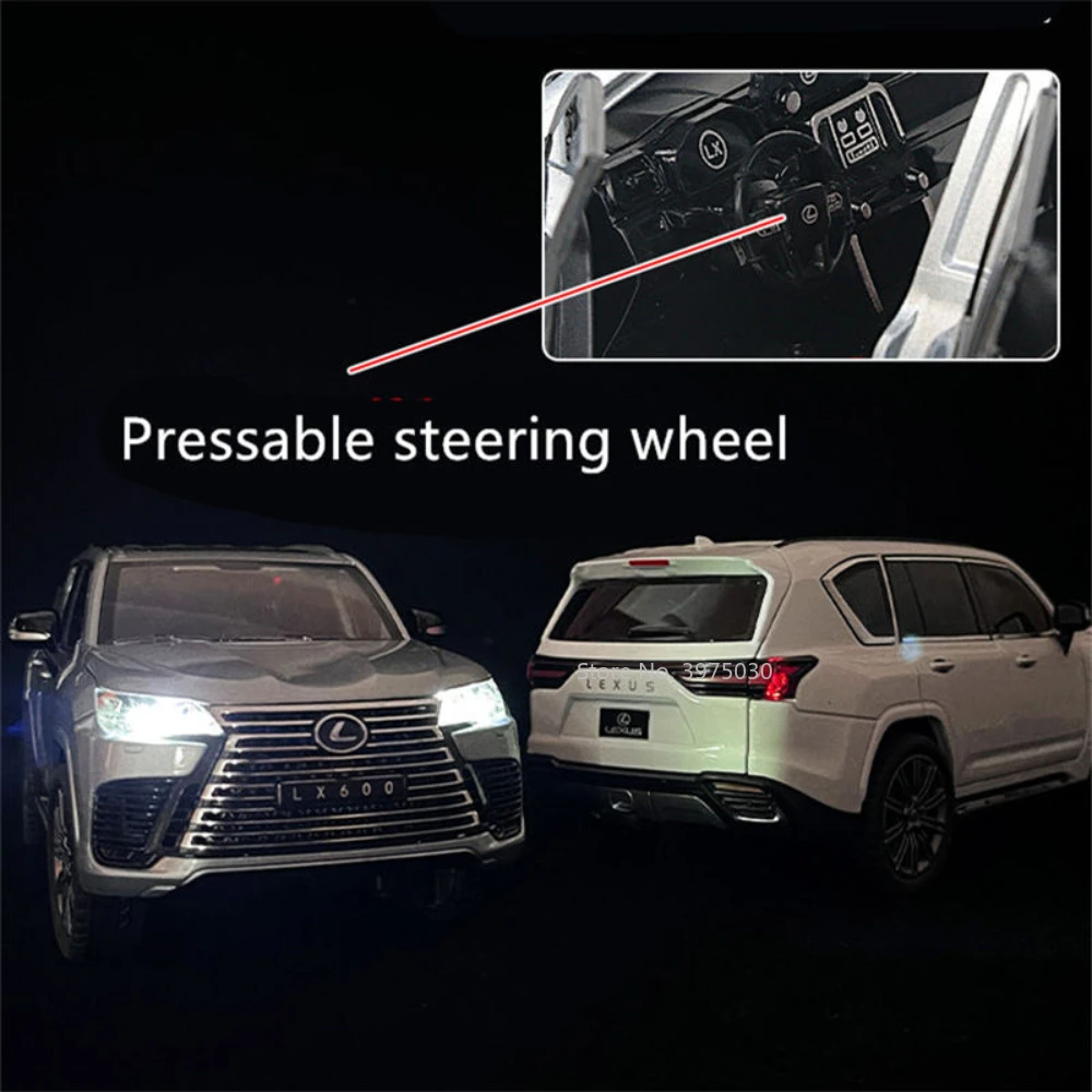 1:24 Lexus LX600 SUV Metal Model Car Toys Alloy Diecast Simulation Offroad Vehicles Sound And Light Cars For Kids Birthday Gifts