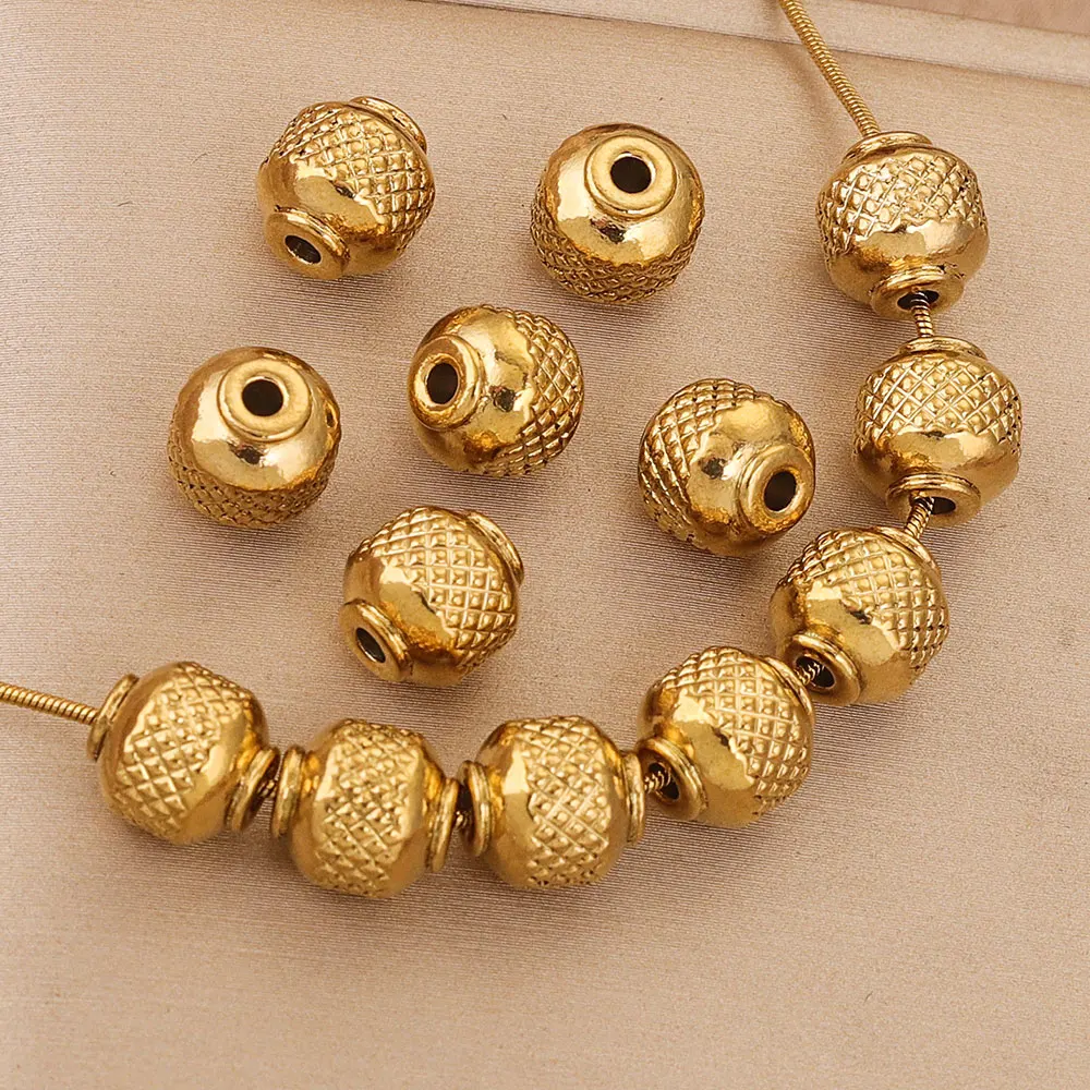 20pcs/lot Stainless Steel Beads Gold Plated Loose Spacer for DIY Handmade Bracelet Necklace Jewelry Making Materials Wholesale